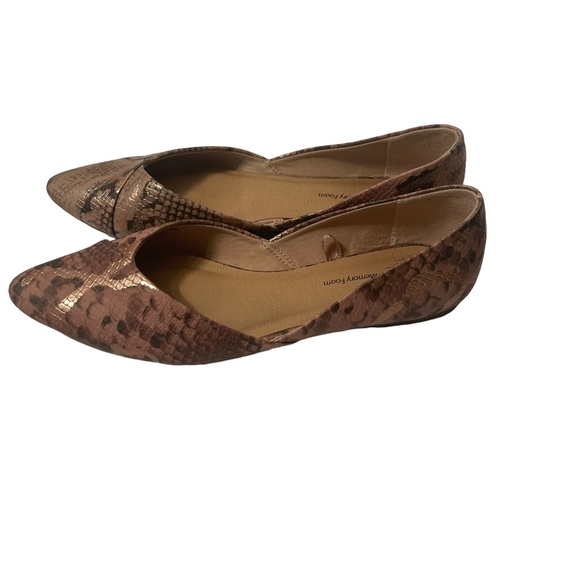 Time & Tru Womens Metallic Multi tone Snake Print Ballet Flats Memory Foam Shoes - Picture 8 of 9